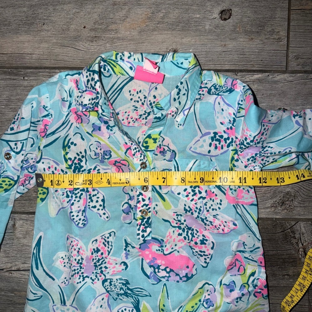 Lilly Pulitzer Kids Girls Floral Print Top Blouse Shirt XS - Picture 6 of 6